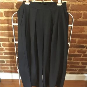 Dk Navy Blue Wide-Leg Crop Pant